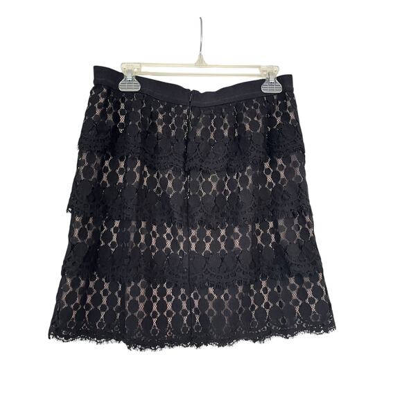 Ann Taylor Black Lace Tiered Ruffle Mini Skirt Size 8 NWT - Picture 1 of 7